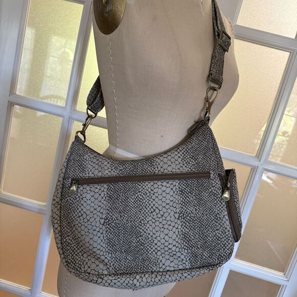 Travelon Anti-Theft Signature Snake Print Hobo Crossbody Bag - Picture 5 of 14